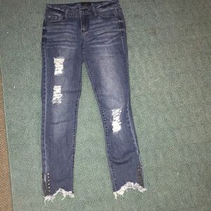 Skinny Distressed Cropped Blue Jeans